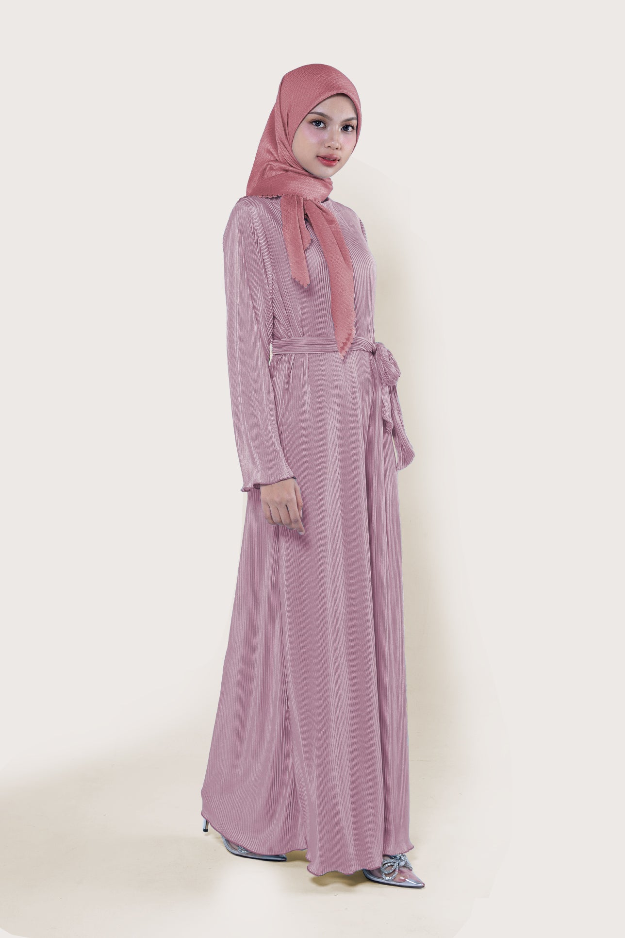 CELESTE ABAYA PLEATS DRESS