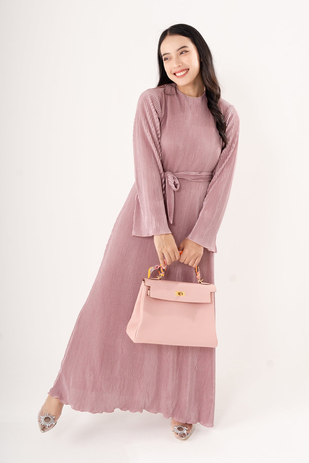 CELESTE ABAYA PLEATS DRESS
